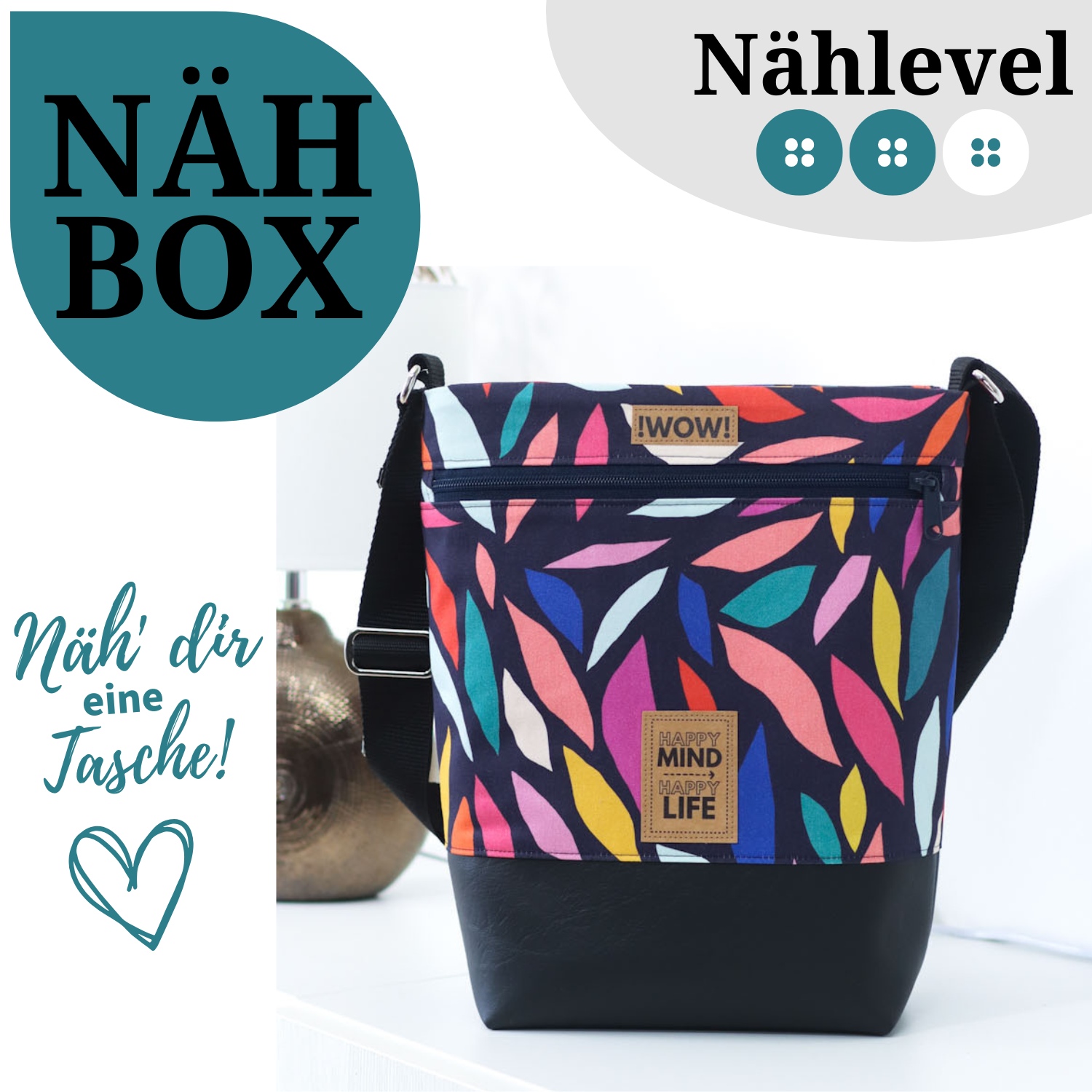 DIY Nähset Umhängetasche Farbenfroh